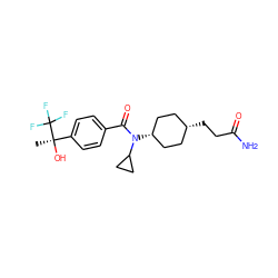 C[C@@](O)(c1ccc(C(=O)N(C2CC2)[C@H]2CC[C@@H](CCC(N)=O)CC2)cc1)C(F)(F)F ZINC000102982657