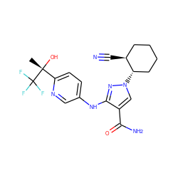 C[C@@](O)(c1ccc(Nc2nn([C@H]3CCCC[C@@H]3C#N)cc2C(N)=O)cn1)C(F)(F)F ZINC000221152453