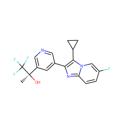 C[C@@](O)(c1cncc(-c2nc3ccc(F)cn3c2C2CC2)c1)C(F)(F)F ZINC000204961043