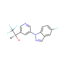 C[C@@](O)(c1cncc(-n2ncc3cc(F)ccc32)c1)C(F)(F)F ZINC000221344907