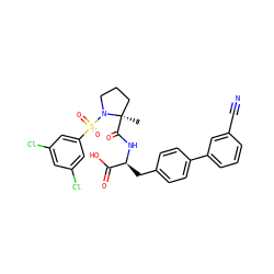 C[C@@]1(C(=O)N[C@@H](Cc2ccc(-c3cccc(C#N)c3)cc2)C(=O)O)CCCN1S(=O)(=O)c1cc(Cl)cc(Cl)c1 ZINC000026643221