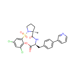 C[C@@]1(C(=O)N[C@@H](Cc2ccc(-c3cccnc3)cc2)C(=O)O)CCCN1S(=O)(=O)c1cc(Cl)cc(Cl)c1 ZINC000026656922