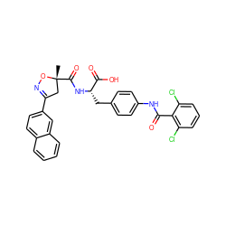 C[C@@]1(C(=O)N[C@@H](Cc2ccc(NC(=O)c3c(Cl)cccc3Cl)cc2)C(=O)O)CC(c2ccc3ccccc3c2)=NO1 ZINC000059630429