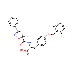 C[C@@]1(C(=O)N[C@@H](Cc2ccc(OCc3c(Cl)cccc3Cl)cc2)C(=O)O)CC(c2ccccc2)=NO1 ZINC000059629590