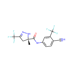 C[C@@]1(C(=O)Nc2ccc(C#N)c(C(F)(F)F)c2)CC(C(F)(F)F)=NN1 ZINC000028710419