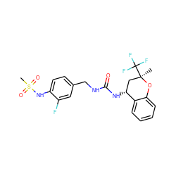 C[C@@]1(C(F)(F)F)C[C@@H](NC(=O)NCc2ccc(NS(C)(=O)=O)c(F)c2)c2ccccc2O1 ZINC000169704448