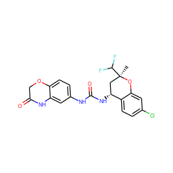 C[C@@]1(C(F)F)C[C@@H](NC(=O)Nc2ccc3c(c2)NC(=O)CO3)c2ccc(Cl)cc2O1 ZINC000145748747