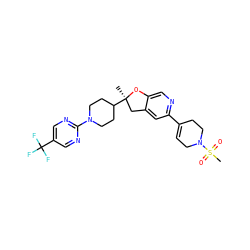 C[C@@]1(C2CCN(c3ncc(C(F)(F)F)cn3)CC2)Cc2cc(C3=CCN(S(C)(=O)=O)CC3)ncc2O1 ZINC000095559594