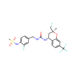 C[C@@]1(CF)C[C@@H](NC(=O)NCc2ccc(NS(C)(=O)=O)c(F)c2)c2ccc(C(F)(F)F)cc2O1 ZINC000169704450