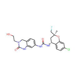 C[C@@]1(CF)C[C@@H](NC(=O)Nc2ccc3c(c2)NC(=O)N(CCO)C3)c2ccc(Cl)cc2O1 ZINC000143481775