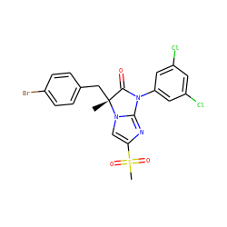 C[C@@]1(Cc2ccc(Br)cc2)C(=O)N(c2cc(Cl)cc(Cl)c2)c2nc(S(C)(=O)=O)cn21 ZINC000028460654