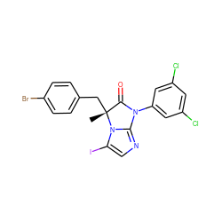 C[C@@]1(Cc2ccc(Br)cc2)C(=O)N(c2cc(Cl)cc(Cl)c2)c2ncc(I)n21 ZINC000028463993