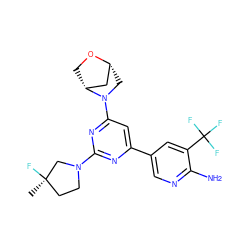 C[C@@]1(F)CCN(c2nc(-c3cnc(N)c(C(F)(F)F)c3)cc(N3C[C@@H]4C[C@H]3CO4)n2)C1 ZINC000653685068