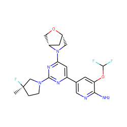 C[C@@]1(F)CCN(c2nc(-c3cnc(N)c(OC(F)F)c3)cc(N3C[C@@H]4C[C@H]3CO4)n2)C1 ZINC000653664361