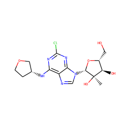 C[C@@]1(O)[C@H](O)[C@@H](CO)O[C@H]1n1cnc2c(N[C@@H]3CCOC3)nc(Cl)nc21 ZINC000029040364