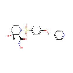 C[C@@]1(O)CCCN(S(=O)(=O)c2ccc(OCc3ccncc3)cc2)[C@H]1C(=O)NO ZINC000028394277