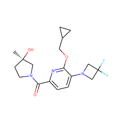 C[C@@]1(O)CCN(C(=O)c2ccc(N3CC(F)(F)C3)c(OCC3CC3)n2)C1 ZINC000146486918