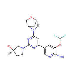 C[C@@]1(O)CCN(c2nc(-c3cnc(N)c(OC(F)F)c3)cc(N3C[C@@H]4C[C@H]3CO4)n2)C1 ZINC000653758339