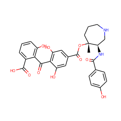 C[C@@]1(OC(=O)c2cc(O)c(C(=O)c3c(O)cccc3C(=O)O)c(O)c2)CCCNC[C@H]1NC(=O)c1ccc(O)cc1 ZINC000026154756