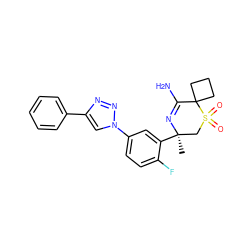 C[C@@]1(c2cc(-n3cc(-c4ccccc4)nn3)ccc2F)CS(=O)(=O)C2(CCC2)C(N)=N1 ZINC000207728471