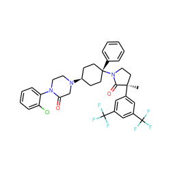 C[C@@]1(c2cc(C(F)(F)F)cc(C(F)(F)F)c2)CCN([C@]2(c3ccccc3)CC[C@@H](N3CCN(c4ccccc4Cl)C(=O)C3)CC2)C1=O ZINC000253694925