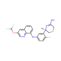 C[C@@]1(c2cc(Nc3cccc4cc(OC(F)F)cnc34)ccc2F)COCC(N)=N1 ZINC000143079227