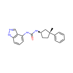 C[C@@]1(c2ccccc2)CC[C@@H](NC(=O)Nc2cccc3[nH]ncc23)C1 ZINC000149652270