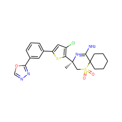 C[C@@]1(c2sc(-c3cccc(-c4nnco4)c3)cc2Cl)CS(=O)(=O)C2(CCCCC2)C(N)=N1 ZINC000207731177