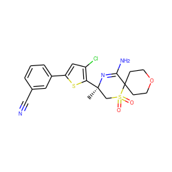 C[C@@]1(c2sc(-c3cccc(C#N)c3)cc2Cl)CS(=O)(=O)C2(CCOCC2)C(N)=N1 ZINC000217747052