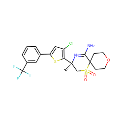 C[C@@]1(c2sc(-c3cccc(C(F)(F)F)c3)cc2Cl)CS(=O)(=O)C2(CCOCC2)C(N)=N1 ZINC000207734707