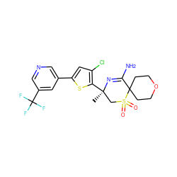 C[C@@]1(c2sc(-c3cncc(C(F)(F)F)c3)cc2Cl)CS(=O)(=O)C2(CCOCC2)C(N)=N1 ZINC000217751130