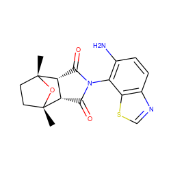 C[C@@]12CC[C@@](C)(O1)[C@@H]1C(=O)N(c3c(N)ccc4ncsc34)C(=O)[C@@H]12 ZINC000029126841