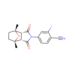 C[C@@]12CC[C@@](C)(O1)[C@@H]1C(=O)N(c3ccc(C#N)c(I)c3)C(=O)[C@@H]12 ZINC000029126922