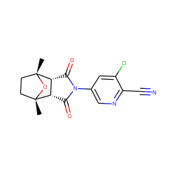 C[C@@]12CC[C@@](C)(O1)[C@@H]1C(=O)N(c3cnc(C#N)c(Cl)c3)C(=O)[C@@H]12 ZINC000029126880