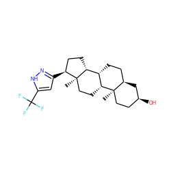 C[C@@]12CC[C@H](O)C[C@@H]1CC[C@@H]1[C@H]2CC[C@@]2(C)[C@@H](c3cc(C(F)(F)F)[nH]n3)CC[C@H]12 ZINC000008681652
