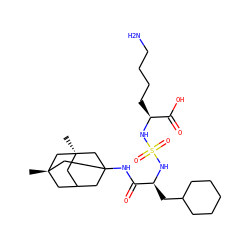 C[C@@]12CC3CC(NC(=O)[C@H](CC4CCCCC4)NS(=O)(=O)N[C@@H](CCCCN)C(=O)O)(C1)C[C@](C)(C3)C2 ZINC000201000964