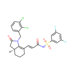 C[C@@]12CCCC(/C=C/C(=O)NS(=O)(=O)c3cc(F)cc(F)c3)=C1N(Cc1cccc(Cl)c1Cl)C(=O)C2 ZINC000044417549