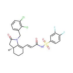 C[C@@]12CCCC(/C=C/C(=O)NS(=O)(=O)c3ccc(F)c(F)c3)=C1N(Cc1cccc(Cl)c1Cl)C(=O)C2 ZINC000042878828