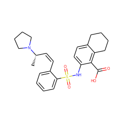 C[C@@H](/C=C\c1ccccc1S(=O)(=O)Nc1ccc2c(c1C(=O)O)CCCC2)N1CCCC1 ZINC000014964849