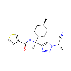 C[C@@H](C#N)n1cc([C@@](C)(NC(=O)c2ccsc2)[C@H]2CC[C@H](C)CC2)nn1 ZINC000254133683