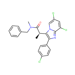 C[C@@H](C(=O)N(C)Cc1ccccc1)c1c(-c2ccc(Cl)cc2)nc2c(Cl)cc(Cl)cn12 ZINC000013607420