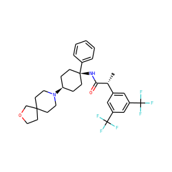 C[C@@H](C(=O)N[C@]1(c2ccccc2)CC[C@H](N2CCC3(CCOC3)CC2)CC1)c1cc(C(F)(F)F)cc(C(F)(F)F)c1 ZINC000169741568