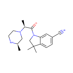 C[C@@H](C(=O)N1CC(C)(C)c2ccc(C#N)cc21)N1CCN[C@H](C)C1 ZINC000219000330