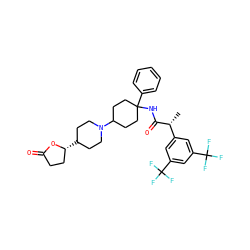 C[C@@H](C(=O)NC1(c2ccccc2)CCC(N2CCC([C@@H]3CCC(=O)O3)CC2)CC1)c1cc(C(F)(F)F)cc(C(F)(F)F)c1 ZINC000029466079