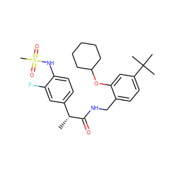 C[C@@H](C(=O)NCc1ccc(C(C)(C)C)cc1OC1CCCCC1)c1ccc(NS(C)(=O)=O)c(F)c1 ZINC000146086251