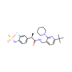 C[C@@H](C(=O)NCc1ccc(C(C)(C)C)nc1N1CCCCC1)c1ccc(NS(C)(=O)=O)c(F)c1 ZINC000146264707