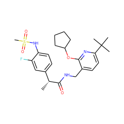 C[C@@H](C(=O)NCc1ccc(C(C)(C)C)nc1OC1CCCC1)c1ccc(NS(C)(=O)=O)c(F)c1 ZINC000146604661