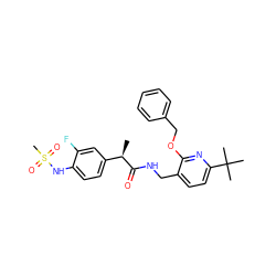 C[C@@H](C(=O)NCc1ccc(C(C)(C)C)nc1OCc1ccccc1)c1ccc(NS(C)(=O)=O)c(F)c1 ZINC000146515440