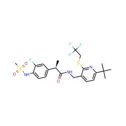 C[C@@H](C(=O)NCc1ccc(C(C)(C)C)nc1SCC(F)(F)F)c1ccc(NS(C)(=O)=O)c(F)c1 ZINC001772607464