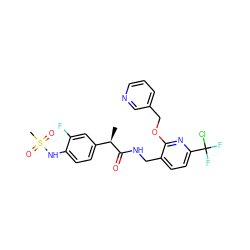 C[C@@H](C(=O)NCc1ccc(C(F)(F)Cl)nc1OCc1cccnc1)c1ccc(NS(C)(=O)=O)c(F)c1 ZINC000145895362